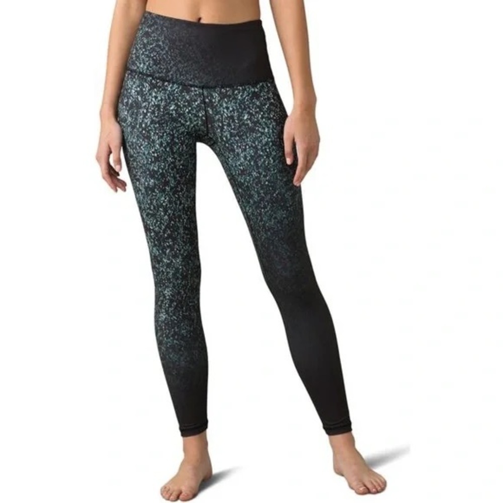 PRANA Kimble 7/8 Legging Yoga Pants Black and Green Stargaze Leggings Medium